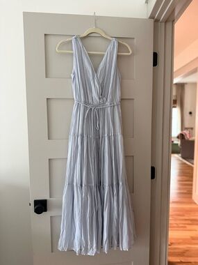 Dove Gray V-Neck Tiered Maxi Dress - Brand: